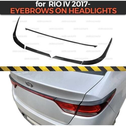 Eyebrows on rear lights for Kia Rio 4 Sedan 2017- ABS plastic cilia eyelash molding decoration car styling tuning accessories