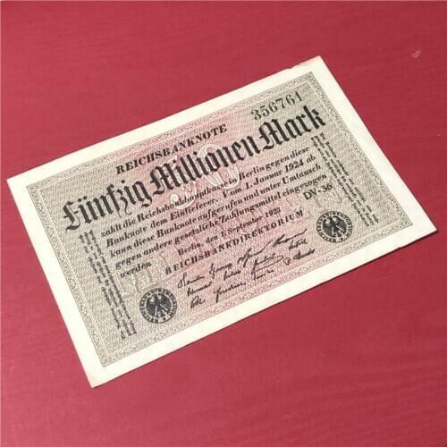Germany 1923 P-91, 50 million (50000000) Marks, VF Used Condition, ( Single Side Print ) Real Original Note