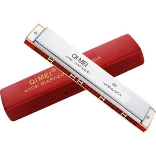 Harmonica 28 holes C Key armonica Wide Vocal Range Mouth Organ Accented harmonica &Tremolo Harps music Instrument gaita de boca