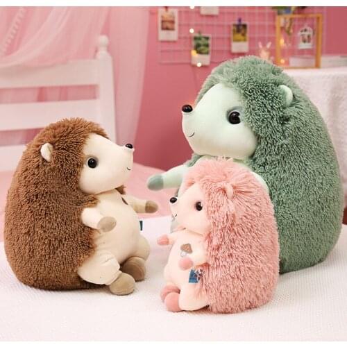 23/30/40CM New Cute Little Hedgehog Plush Toy Kawaii Green Pink Brown Animal Doll Home Decoration Girl Holiday Gift