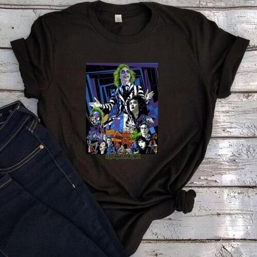 Beetlejuice Classic Clothing Women Oversized T Shirt Halloween Horror Movie Harajuku Shirt Witch Tops Women 2021 Graphic T