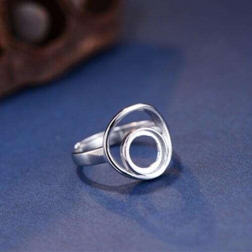 Ring Blank (8x8mm Round Blank) Adjustable Ring Blank Long-Lasting White Gold Plated 925 Silver Ring Base R814B