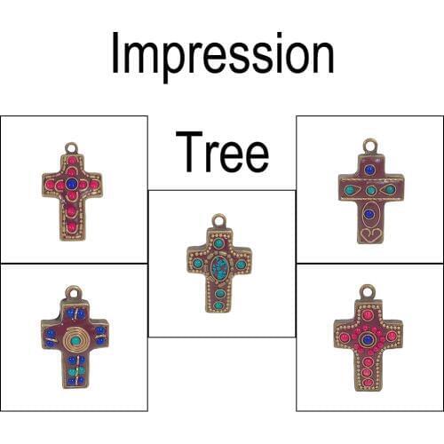 Handmade Copper Crosses Shape Nepal Tibetan Pandant Ethnic Pendant For Jewelry Making 27124