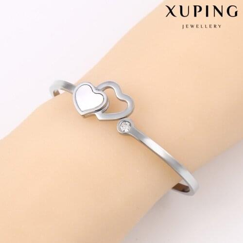 Xuping Trendy Classic Heart Shaped Bangles Stainless Steel Jewelry BirthdayExquisite Gifts for Women 51543