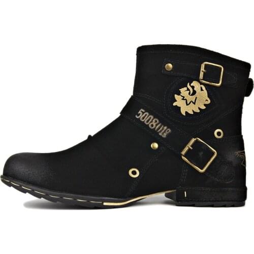 Mens Martin Boots Genuine Suede Cow Leather High Top Autumn/Winter Ankle Boots Motercycle Leather Brand Shoes Big Size