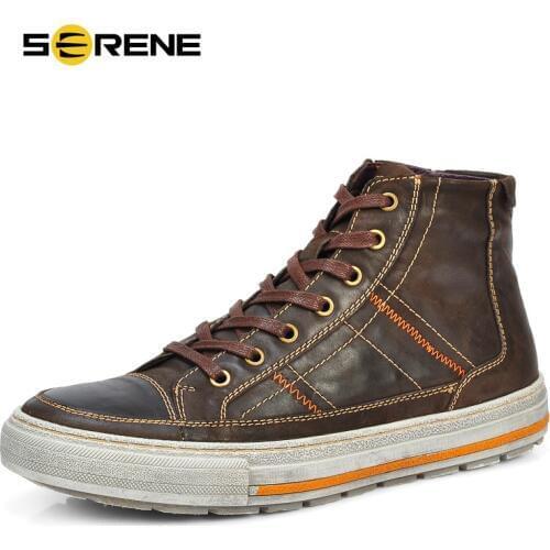 SERENE Brand Men Shoes Nubuck Leather Lace-Up Warm Fur Boot Vintage Design Italian Techonology Boots Casual Botas Plus size 2019