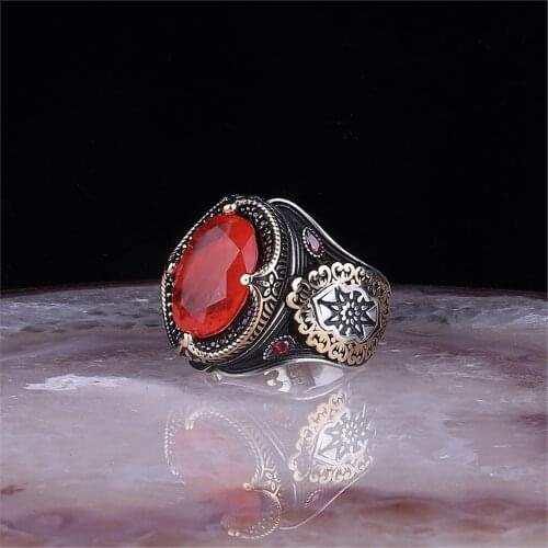 Semi-Precious Natural Gemstone 925 Sterling 925 K Silver Men 'S Ring