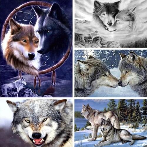 Wolves Patterns Cross Stitch Kits 14CT 11CT Count Printed Canvas DMC DIY Handmade Embroidery Kits Needlework Sets Home Decor