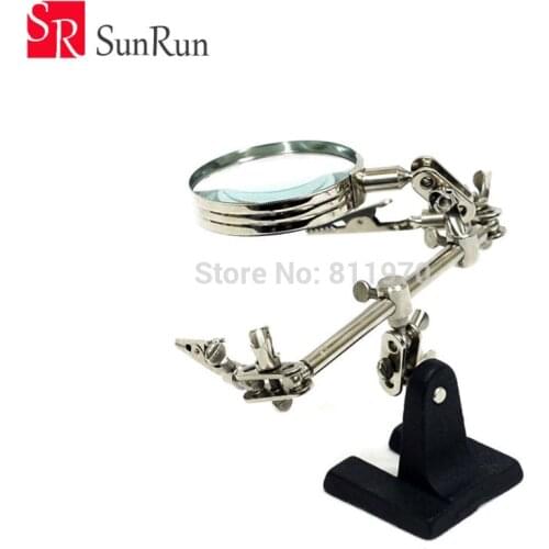 New high quality Third Hand Soldering Iron Stand Helping Magnifying Tool,Magnifying glass with electric iron clamps