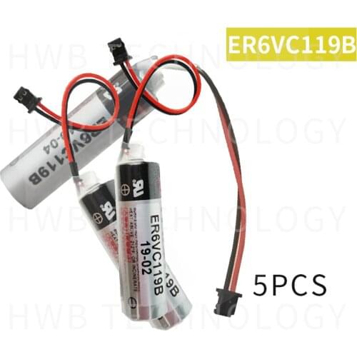 5PCS/lot Original New Battery for TOSHIBA ER6VC119B ER6V ER14500 PLC / 3.6V 2000mAh Lithium Battery With black Plug Free Ship