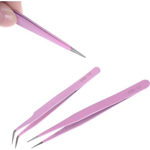 1pcs Pink Stainless Steel Mink Eyelash Extension Tweezers Eye Lashes Tweezers Professional Eye Lashes Tweezers