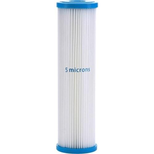 Whole House 2.5" x 10" Polypropylene Pleated Sediment Water Filter Cartridge 5 Micron, Washable & Reusable