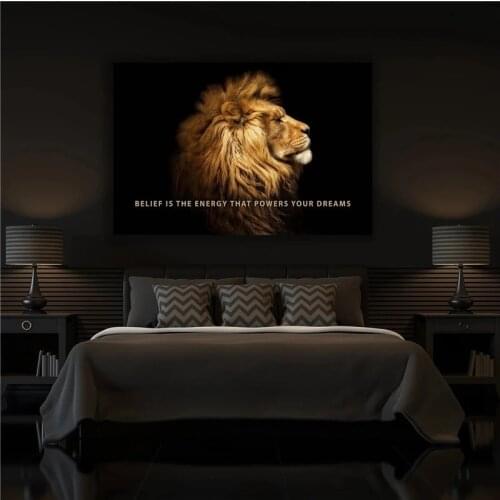 Lion Posters Animal Lion Power Your Dreams Motivational Canvas Wall Art Paintings Nordic Poster on Canvas Prints Decor Bedroom