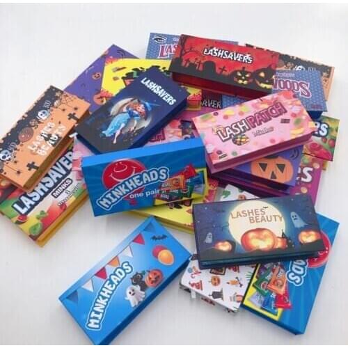 Mink Lashes Wholesale Vendor Red Halloween Lash Box Glitter Cute Candy Wacky pumpkin Eye lashes Package