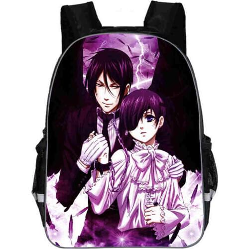 Black Butler Backpack Japanese Anime Rock Skull Animal Women Men Boys Girls Kids Teenager Toddler School Bags Mochila Bolsa