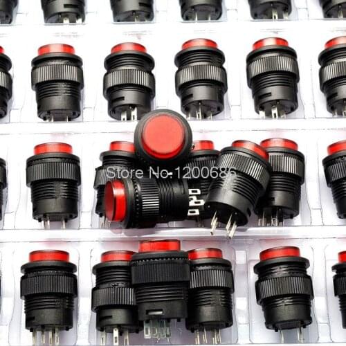 Self-locking switch with light button switch / R16-503AD Round 16MM 3A / 250V red