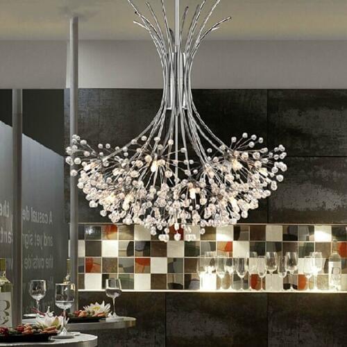 Modern K9 Crystal Chandelier G4 LED Dandelion H80cm Lights Lustre Sitting Room Indoor Decorative Ceiling Lamp Tree Lampshade