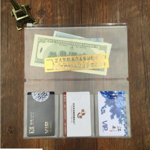 Midori Standard Travelers Notebook PVC Zipper Pocket Bag Transparent Collection Pocker with Card Holders File Folder