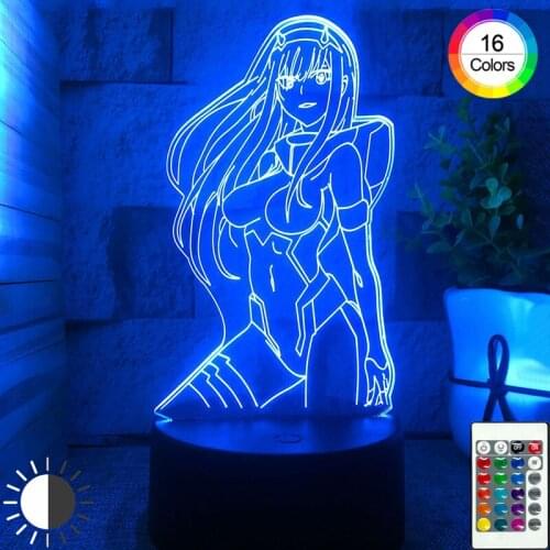 3D Anime Led Lamp Darling In The Franxx Zero Two Remote Control 16 Color Conversion Night Light Bedroom Decor Children Girls