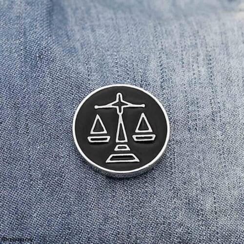 Libra Scales Brooches For Men Round Balance Badges Suit Brooch Pins Collar Decorated Shirt Accessories Brand Jewelry