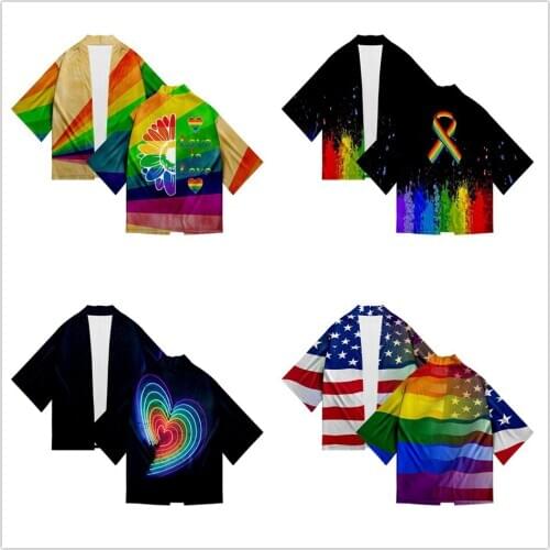 LGBT 3D Printing Japanese Kimono Haori Yukata Cosplay Women/Men Fashion Summer Casual Short Sleeve Streetwear Jackets Clothes