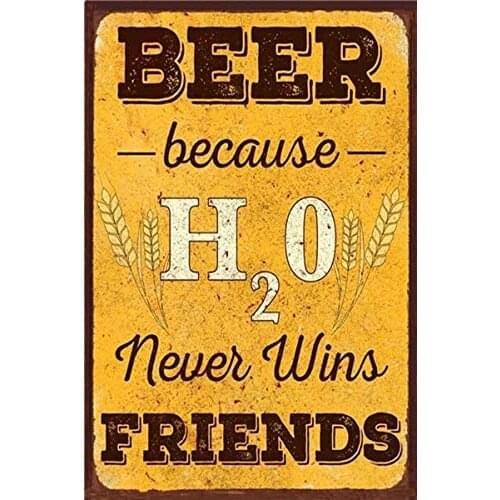 Beer Because Never Wins Friends Iron Painting Metal Plate Personality Tin Sign Vintage Retro Wall Bar Shop Decor 12x8 inch