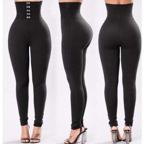 New Style Fashion Women Solid Fitness Leggings Ankle Length Stretch High Waist Leggings Sexy Black Tight Waist Pants