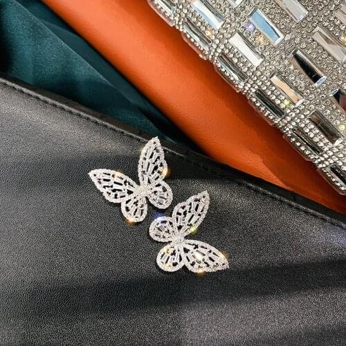 Fashion Accessories Crystal Butterfly Stud Earrings for Women Gift Elegant Zirconia Earrings Luxury Crystal Butterfly Stud
