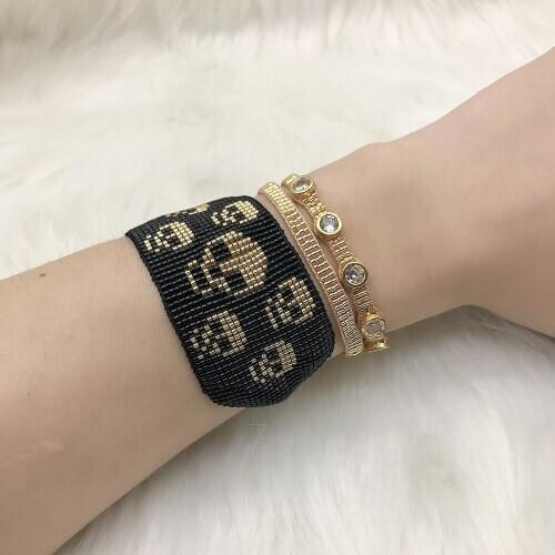 BLUESTAR MIYUKI Bead Bracelet For Women Skull Pulseras Mujer Moda Crystal Bead Handmade Woven Loom