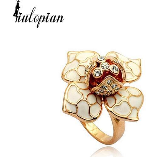 Iutopian Brand Genuine Austrian Crystal Blooming Flower Rings For Women With Austrian Crystal Stellux a#RG96026