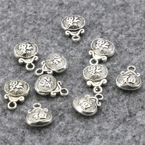 10PCS Copper Metal Pendant Women Girls Gifts Bag Shaped Lucky DIY Loose Finding Accessories Alloy Jewelry Making Design 10x13mm