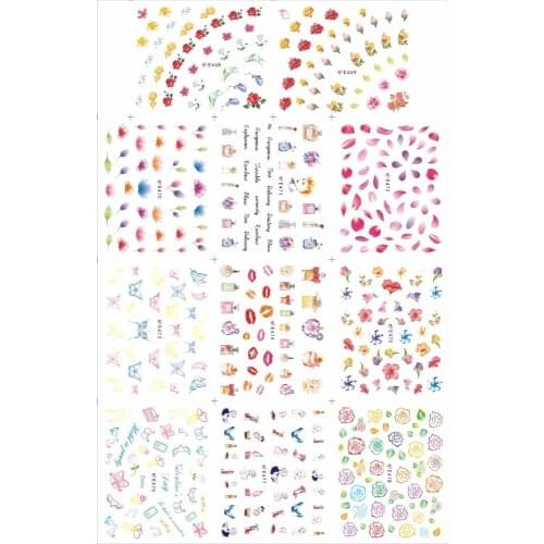 11 PCS / LOT SIMULATION SELF-ADHESIVE 3D NAIL TATTOOS STICKER SEXY GIRL X-RAY FLOWER PETALS ROSE PERFUME BOTTLE E468-478