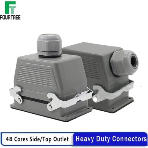 48 Cores Heavy-Duty Connector Rectangular HDC-HE Industrial Waterproof Aviation Plug Socket Top Side Line 16A 500V