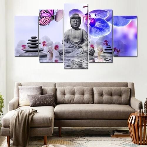 Home Decor DIY diamond painting kits 5 Pieces/Pcs Buddha Meditation Stone Orchid Zen Flowers diamond embroidery full drill