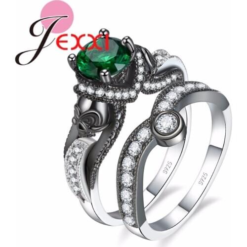925 Sterling Silver Rings Set For Women Jewelry Mix Color Crystal Bridal Wedding Engagment Ring Sets Anillos Bijoux Party