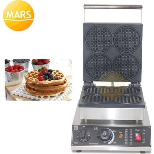 Commercial Waffle Maker Machine Bubble Egg Cake Oven Breakfast Waffles Machine 4pcs Round Waffle Stick Baker Iron Pan Equipment