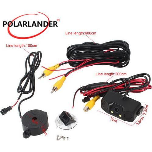 Car Rearview Camera 2 in 1 LED Light CCD Parking Radar System with 2 Sensors Car Reverse Backup Cameras HD