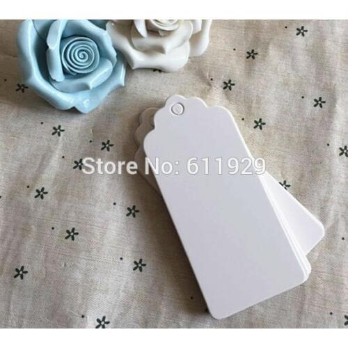Free shipping 300 pcs a lot 4x9cm blank white paper hang tag/cake gift price tags/clothing hang tags/labels/DIY tags/cards