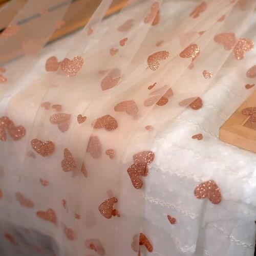 Glitter Heart-Shaped Soft Mesh Fabric Bronzing Fabric ChildrenS Dress WomenS Clothing Puffy Dress Background Curtain Fabric