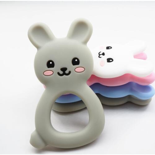 Chengkai 10PCS Silicone Rabbit Teether DIY Baby Shower Chewing Pendant Nursing Sensory Bunny Teething Pacifier Dummy Jewelry Toy