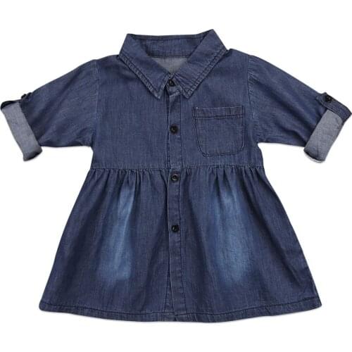 1-5Y Toddler Kids Baby Girl Long Sleeve Denim Dress Princess Girls Fashion Spring Autumn Pageant Party Dresses Clothes