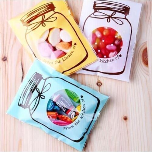 E1 Size 7x13cm 10*13+3cm cute colorful bottle Plastic Christmas Gift Bag Birthday Party Wedding Cookie Candy Packaging bag