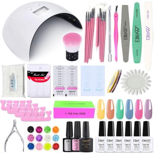 Elite99 Nail Gel Set with UV LED Lamp Dryer 5PCS Nail Gel Polish Kit Soak Off Manicure Tools Set Nail Art Varnishes Gel Lacquer