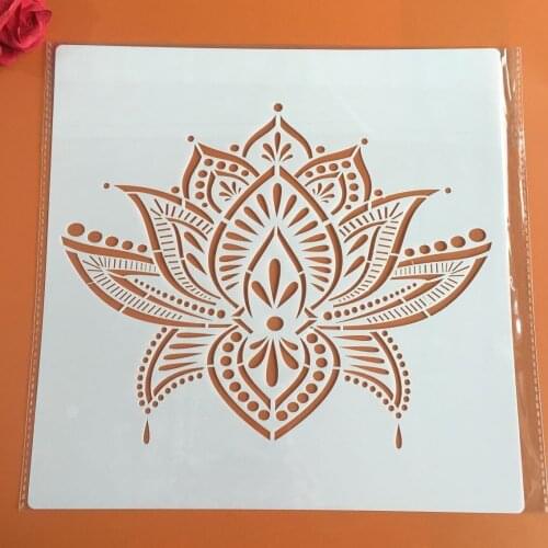 30 * 30cm size diy craft Buddhist lotus mold for painting stencils stamped photo album embossed paper card on wood, fabric,wall
