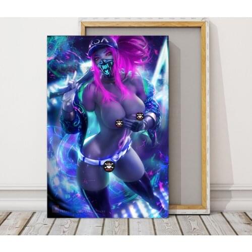 Naked Sexy Girl K/DA Akali Legends Game HD Prints Canvas Wall Art Painting Modular Pictures Home Decoration Poster Living Room