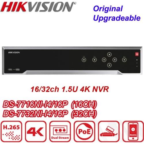 Hikvision DS-7716NI-I4/16P 16/32CH POE Ports 4K H.265 4 SATA NVR DS-7732NI-I4/16P IP CCTV Network Video Recorder
