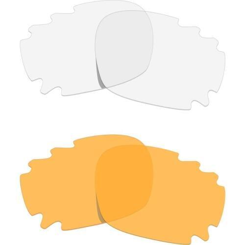 HKUCO For Jawbone Asian Fit Vented Sunglasses Replacement Polarized Lenses 2 Pairs - Transparent & Transparent Yellow