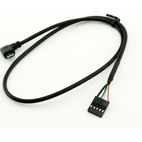 1pcs Micro USB Male Right Angle to Dupont 5 Pin Female Header Motherboard Cable 50cm/1.5ft