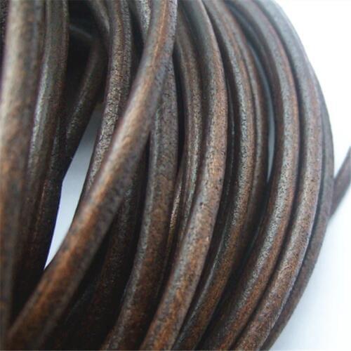 5 Mards Dark Brown Genuine Leather 5mm Round Leather Cord For DIY Necklace Bracelet Jewelry Making Findings
