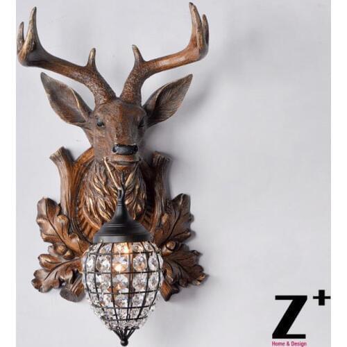 Amercian Style resin Deer head CONCE one light Country style vintage retro wall lamp E14 lighting free shipping wall sconce